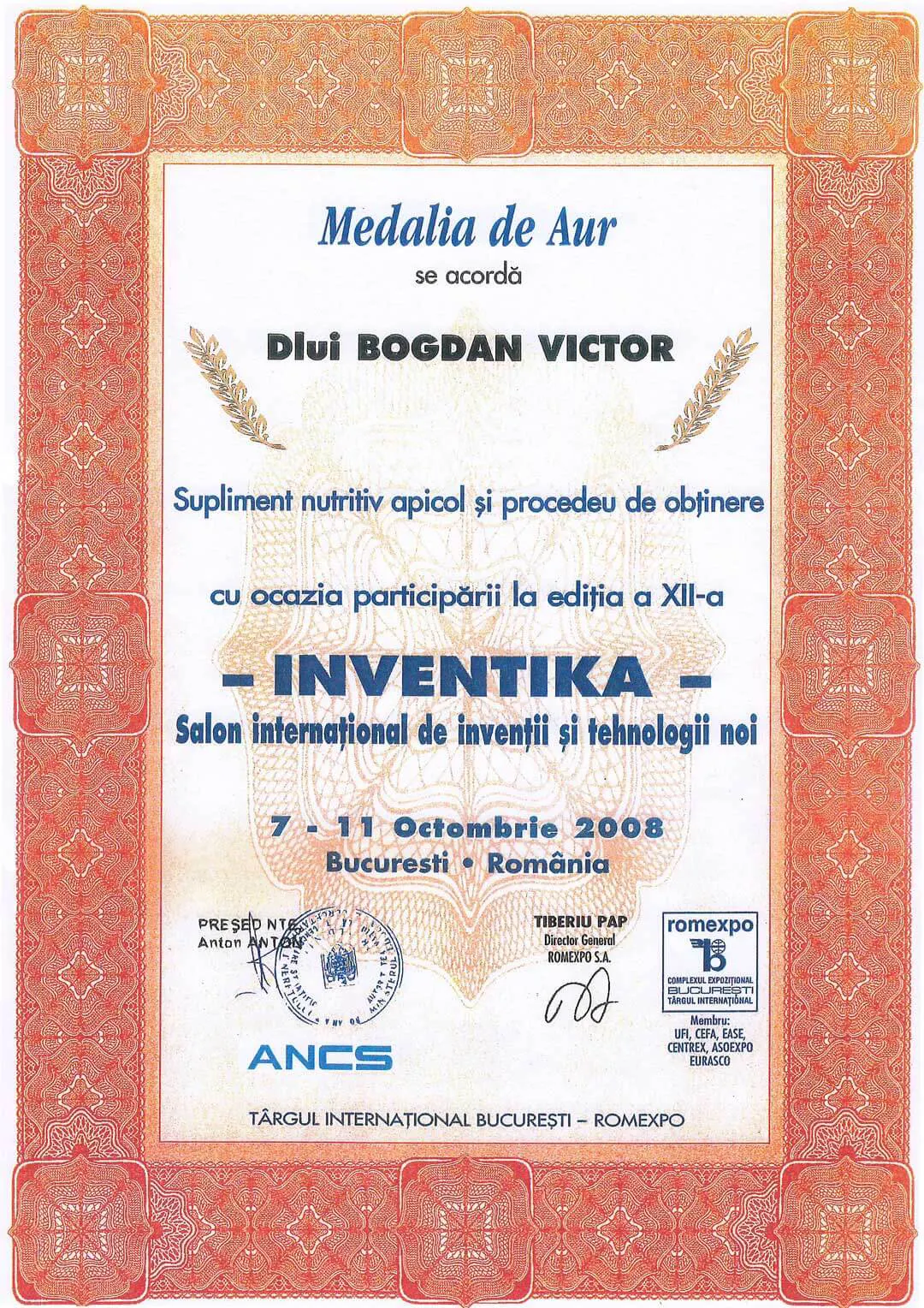 Medalia de aur Bucuresti